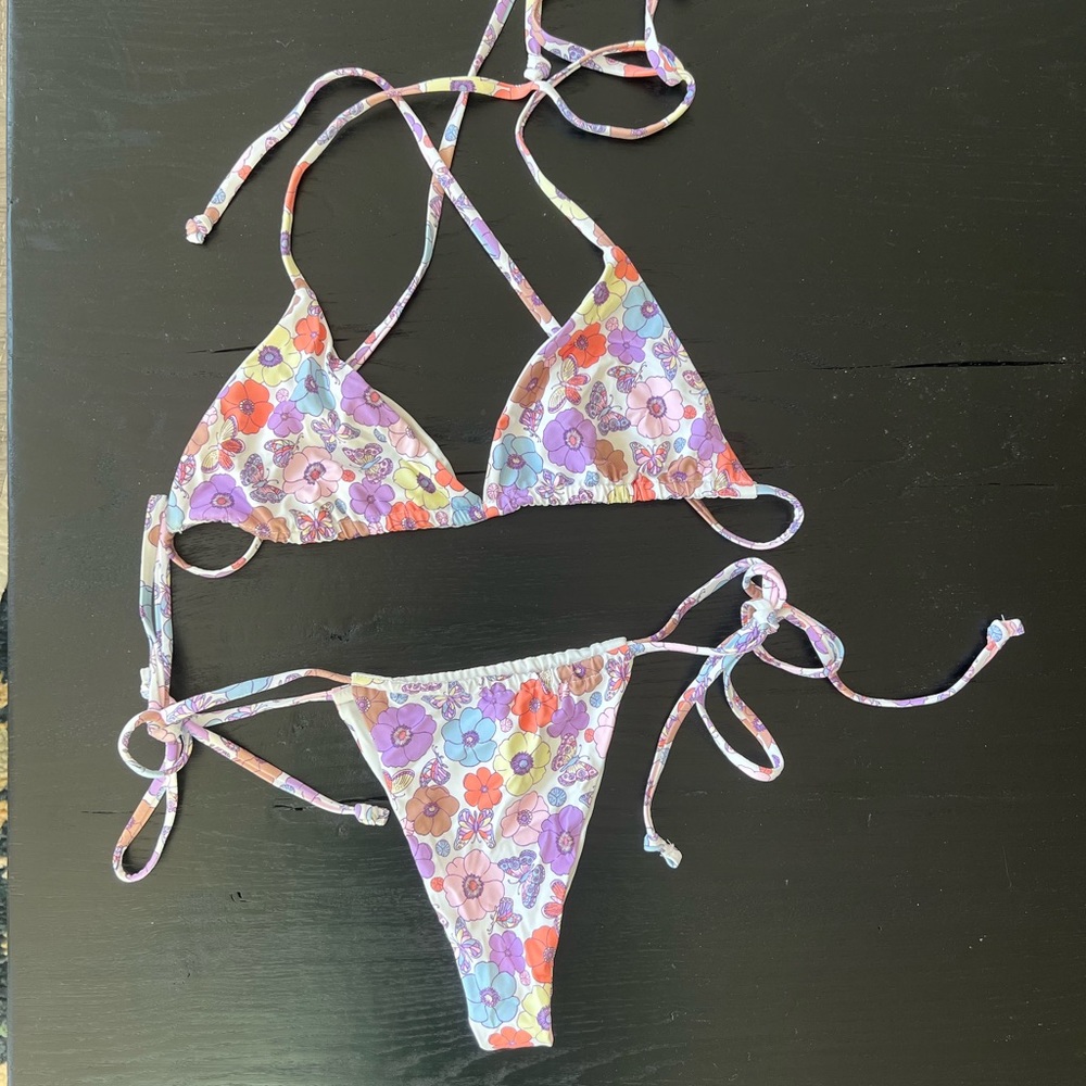 Tia Triangle Bikini Top - Mariposa (small top and medium bottom)